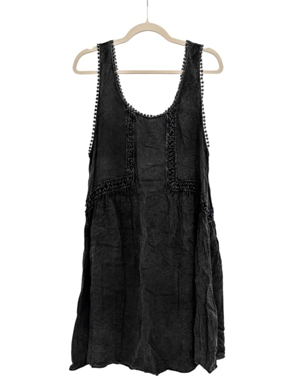 Altar'd State Black/Charcoal Crochet-Trim Sleeveless Dress Boho Grunge